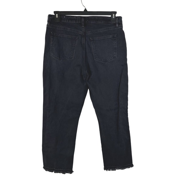 Loft Women's Jeans 11 Black Straight Crop Fray Hem - Picture 4 of 6